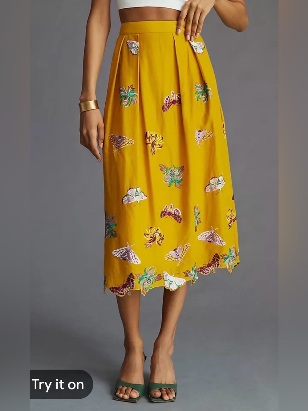 Maeve Embroidered Midi Skirt Womens Small - Picture 2 of 8